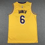 NBA 6 James Lakers Maillot jaune avec logo 6 brodé